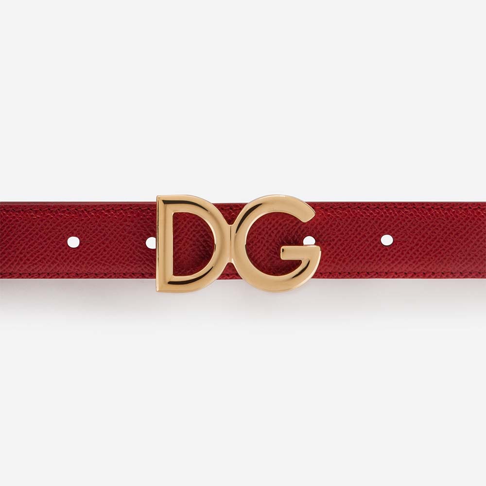 Dolce Gabbana D&G Women Dauphine Calfskin Belt-Red