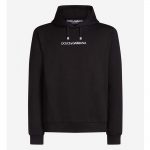 Dolce Gabbana D&G Men Cotton Sweatshirt with Embroidery and Hood-Black