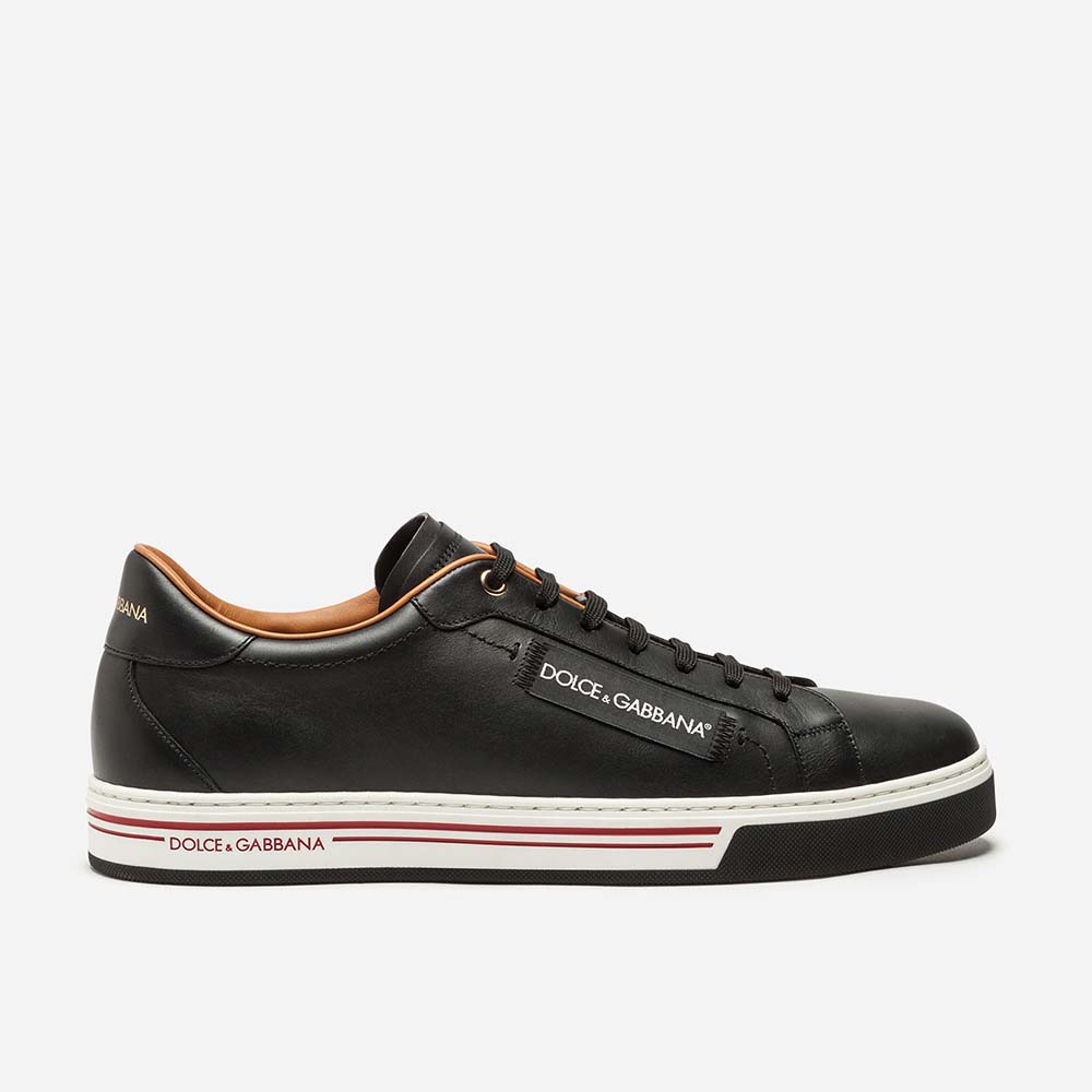 Dolce Gabbana D&G Men Shoes Roma Sneakers in Nappa Calfskin-Black