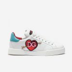 Dolce Gabbana D&G Women Shoes Leather Portofino Sneakers with Patch