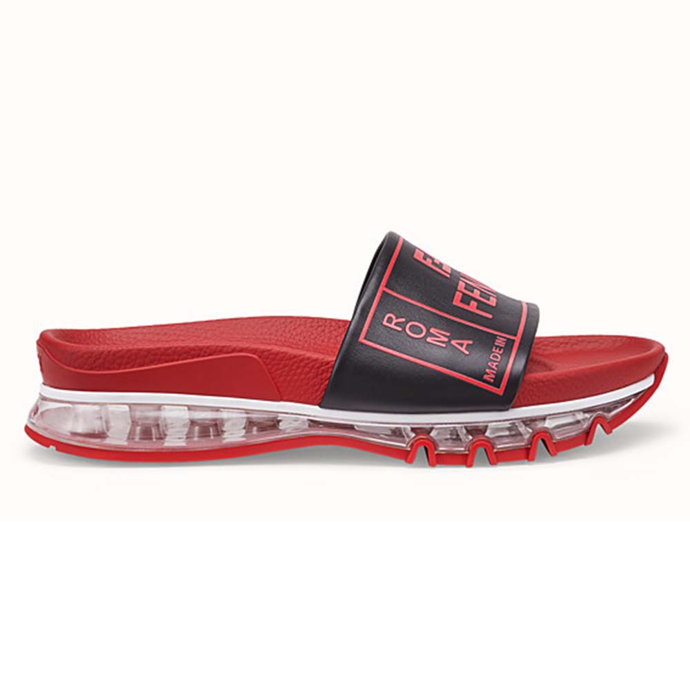 Fendi Men SANDALS Red Leather and PU Slides