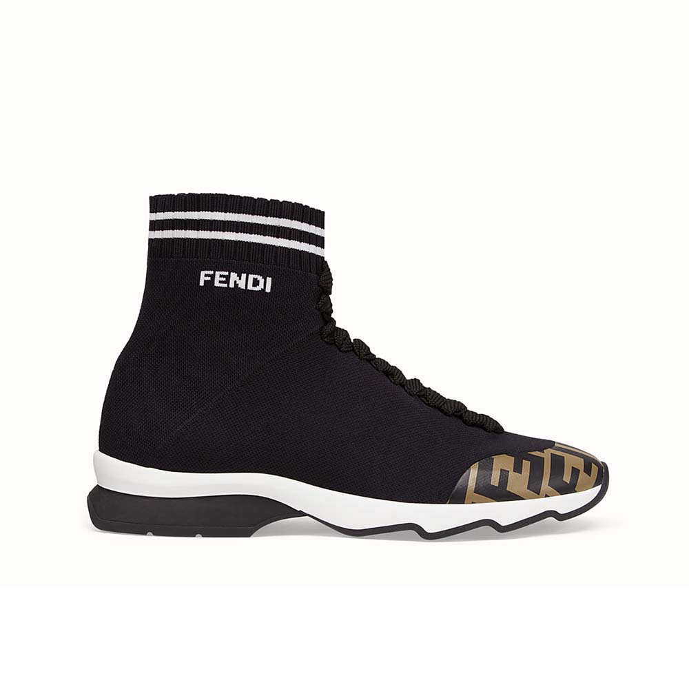 Fendi Women Shoes Pale Fabric Sneaker Boots-Black