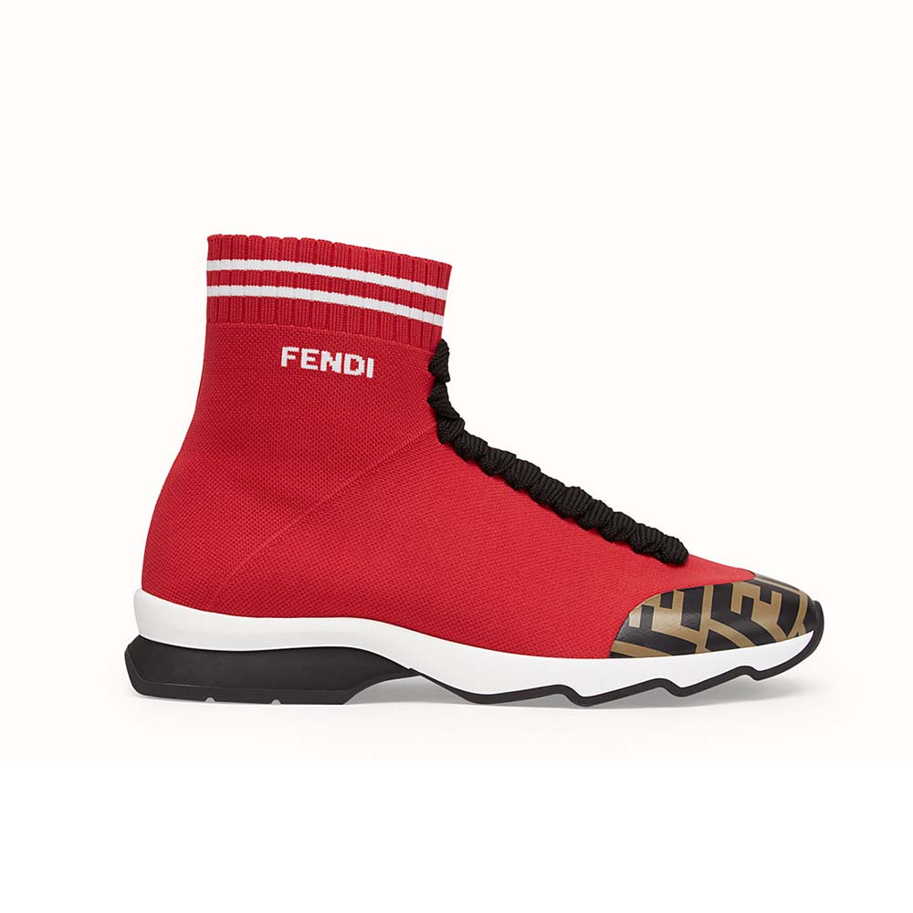 Fendi Women Shoes Pale Fabric Sneaker Boots-Red