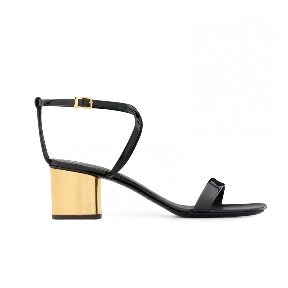 Giuseppe Zanotti Women Shoes Black Patent Leather Sandal with Chunky Heel-50mm