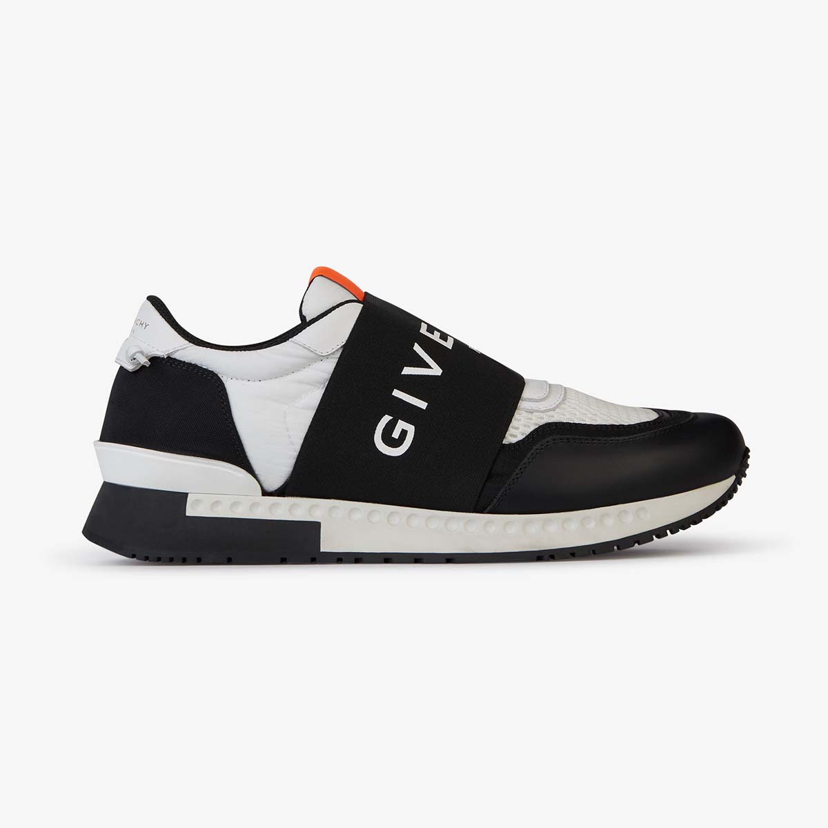 Givenchy Men Runner Elastic Sneakers in Leather and Nylon Shoes Black