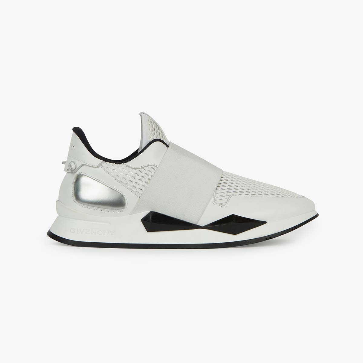 Givenchy Women Elastic Strap Sneakers in Suede and Leather Shoes White