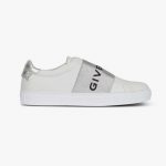 Givenchy Women Givenchy Paris Metallized Strap Sneakers in Leather-Silver