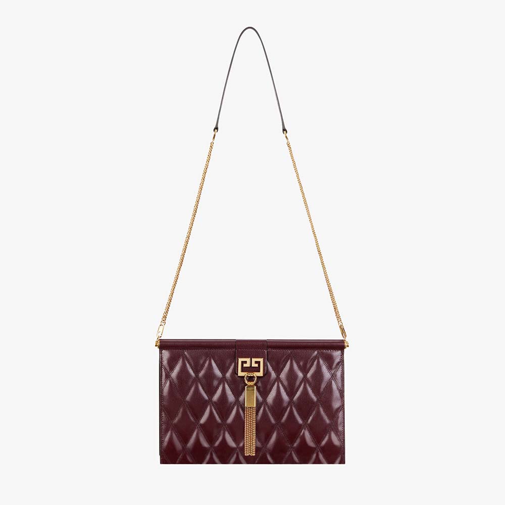 Givenchy Women Medium Gem Bag in Diamond Quilted Leather-Maroon