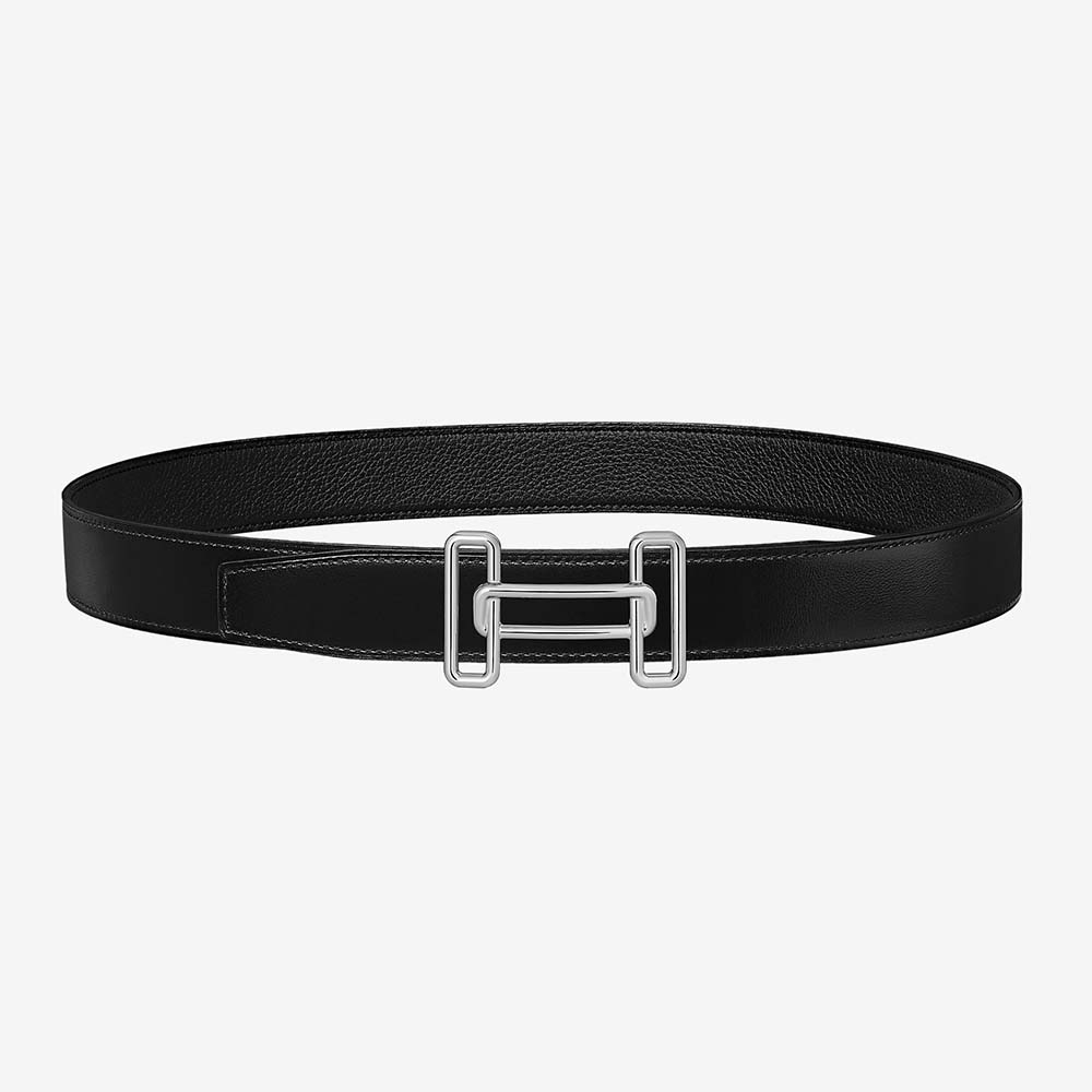 Hermes Men Rythme Belt Buckle & Reversible Leather Strap 32 mm-Black
