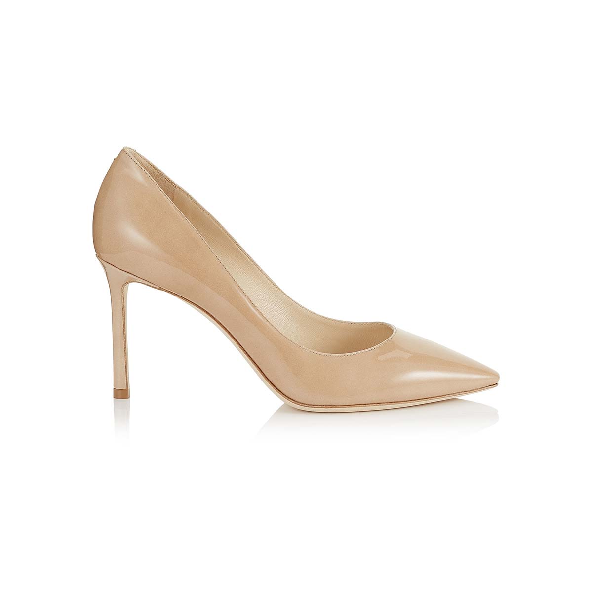 Jimmy Choo Women Romy 85 Patent Leather Pointy Toe Pumps Shoes-Beige