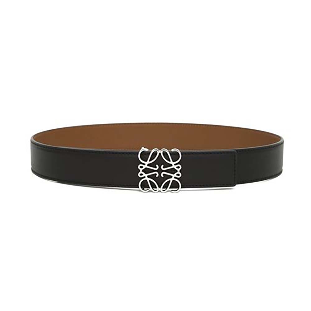 Loewe Men Anagram Belt 3.2Cm Black/Tan/Palladium
