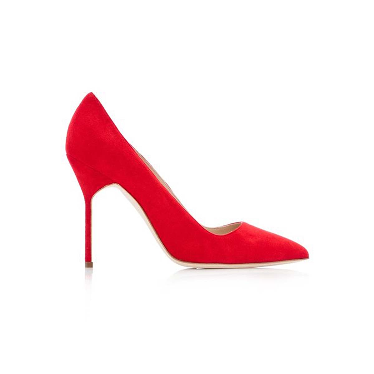 Manolo Blahnik Women BB Suede Pointy Pump Shoes Red
