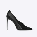 Saint Laurent YSL Women Shoes Teddy Pump Shiny Leather 10.5cm-Black