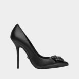 Versace Women Palazzo Leather Pumps Shoes Black