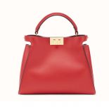 Fendi Women Peekaboo Essentially Bag in Calfskin Leather-Red