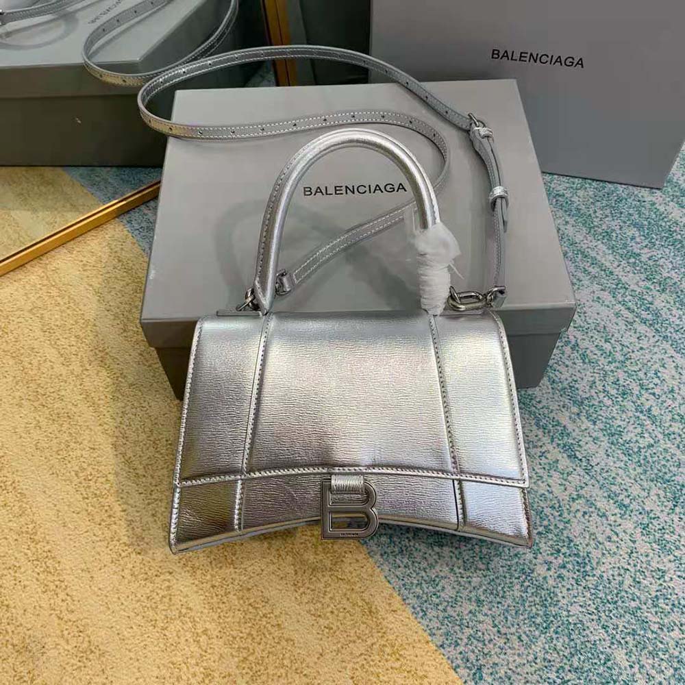 Balenciaga XS Hourglass Top-Handle Bag - Silver for Women