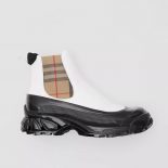 Burberry Women Vintage Check Detail Coated Canvas Chelsea Boots-White
