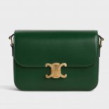 Celine Women Medium Triomphe Bag in Shiny Calfskin-Green