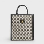 Celine Women Small Cabas Vertical in Textile with Triomphe Embroidery