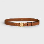 Celine Women Triomphe Belt in Natural Calfskin-Brown