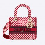Dior Medium Lady D-Lite Dioramour Bag Red Dior Dots Embroidery