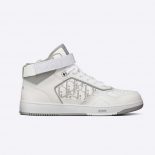 Dior Men B27 High-Top Sneaker Smooth Calfskin with Dior Oblique Jacquard-White