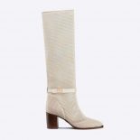 Dior Women Dior Empreinte Heeled Boot Off-White Mesh Calfskin in 7cm Heel