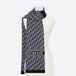 Dior Women Dior Oblique Scarf Blue Wool and Cashmere Knit