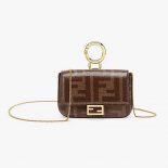 Fendi Women Nano Baguette Charm Fabric Charm-Brown