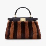 Fendi Women Peekaboo Iconic Mini Black Mink Bag