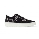Jimmy Choo Women Hawaii/F Black Suede Lace-Up Sneakers with Pearl Detailing