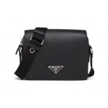 Prada Men Bag with Saffiano Leather Shoulder Strap-Black