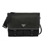 Prada Men Nylon Cross-Body Bag with Saffiano Leather Trim-Black