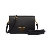 Prada Women Calf Leather Shoulder Bag-Black