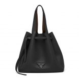 Prada Women Leather Tote Handle Bag-Black