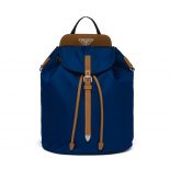 Prada Women Nylon and Saffiano Leather Backpack-Blue