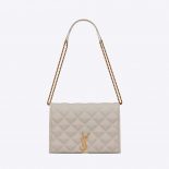 Saint Laurent YSL Women Becky Mmini Chain Bag in Carre-Quilted Lambskin-White