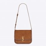 Saint Laurent YSL Women Solferino Medium Soft Satchel in Bsuede and Smooth Leather