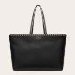 Valentino Women Large Grain Calfskin Leather Rockstud Shopping Bag