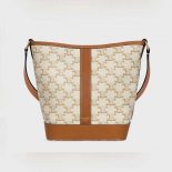Celine Women Small Bucket in Triomphe Canvas and Calfskin