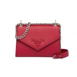 Prada Women Saffiano Leather Prada Monochrome Bag-Red
