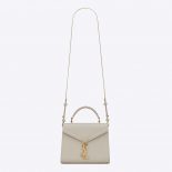 Saint Laurent YSL Women Cassandra Mini Top Handle Medium Bag in Grain DE Poudre Embossed Leather