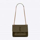 Saint Laurent YSL Women Niki Baby in Lambskin-Dark Green