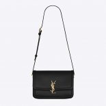 Saint Laurent YSL Women Solferino Medium Satchel in Box Saint Laurent Leather-Black