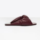 Balenciaga Women Drapy Flat Sandal in Dark Red Smooth Nappa Lambskin