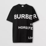 Burberry Men Horseferry Print Cotton Oversized T-shirt-Black