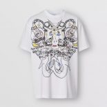 Burberry Men Montage Print Cotton Oversized T-shirt-White