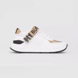 Burberry Unisex Logo Detail Leather and Nylon Sneakers-White