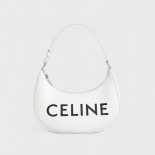 Celine Women Ava Bag in Smooth Calfskin with Celine Print-White