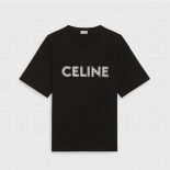 Celine Women Celine Loose T-shirt in Cotton with Studs-Black